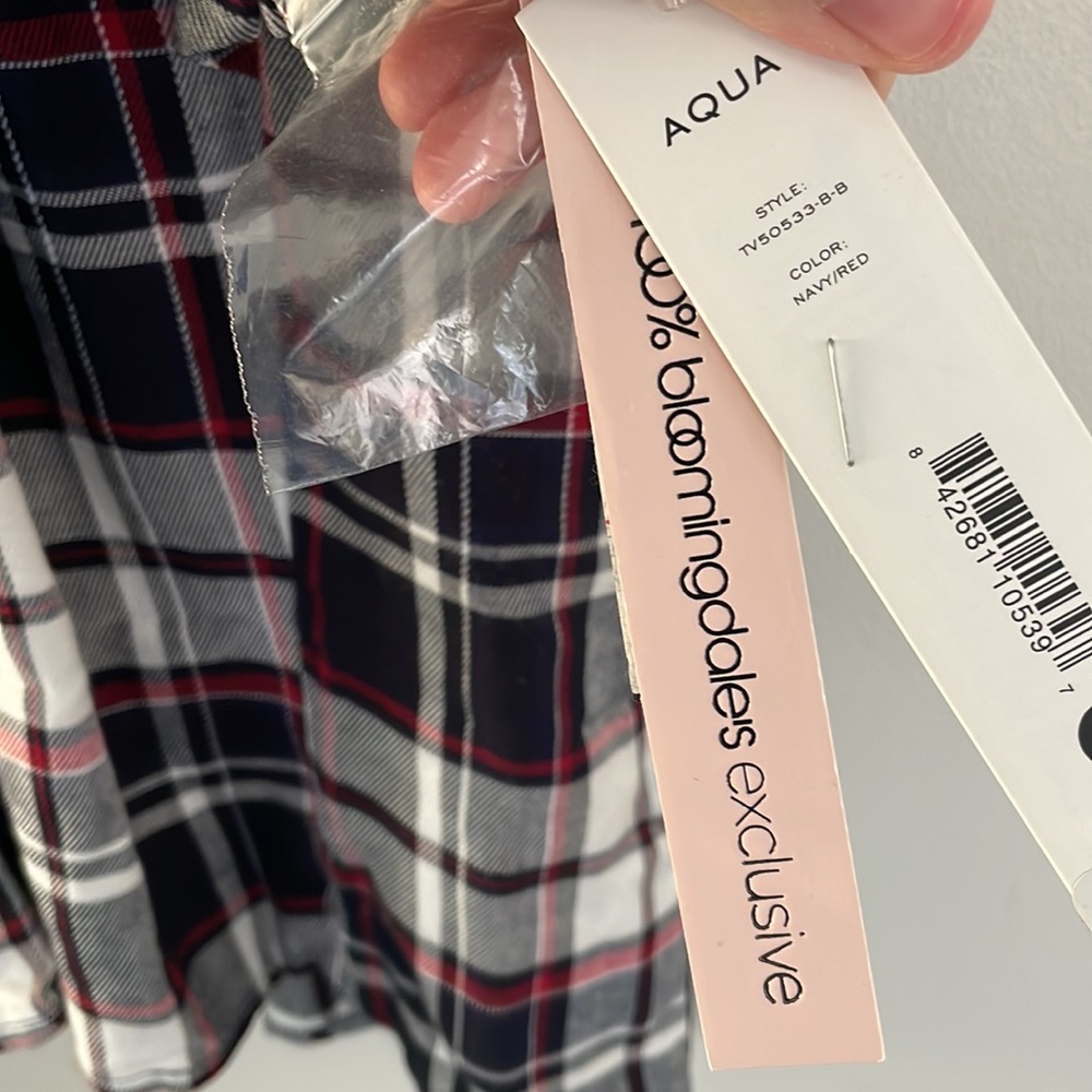 Closet closing 4/15, make offer! Aqua NWT Large Sleeveless Plaid Top - Picture 5 of 8